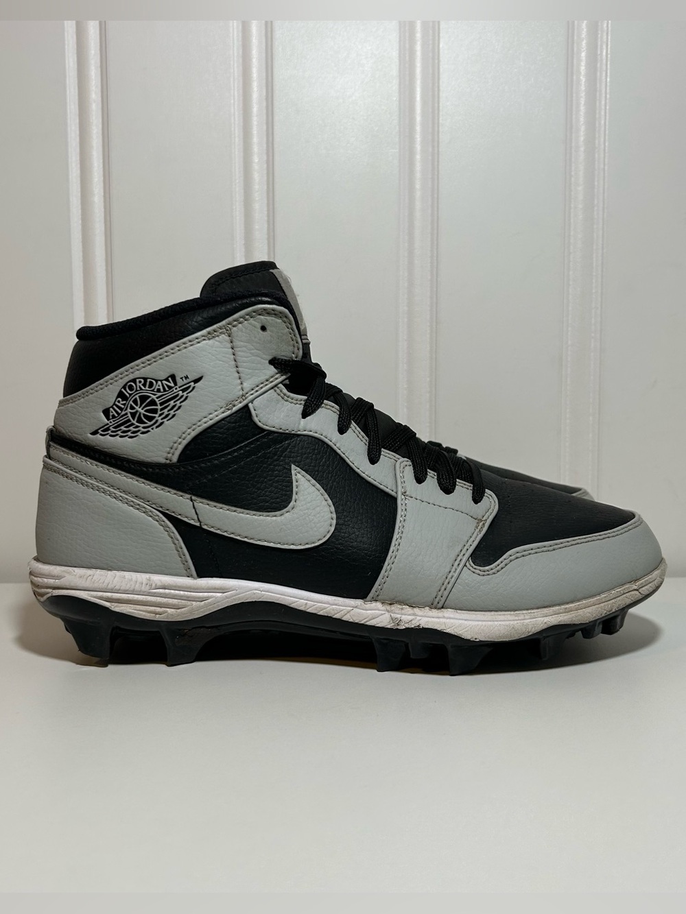 Jordan 1 mid td cleats shadow 2.0 black grey white football